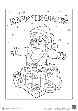 Santa With a Pile of Gifts Coloring Sheet