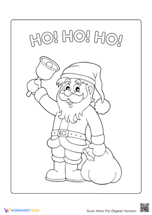 Santa Ringing Bell Coloring Page - Christmas Fun for Kids!