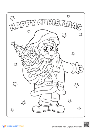Santa & Christmas Tree Coloring Page - Festive Fun!
