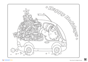 Santa's Christmas Van Coloring Page - Festive Fun for Kids!