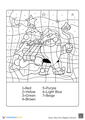 Santa Color by Number Page