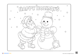 Santa & Snowman Coloring Page - Festive Winter Fun for Kids!