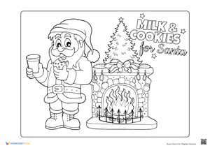 Santa's Milk and Cookies Coloring Page