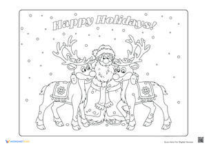 Santa's Reindeer Coloring Page - Christmas Fun!