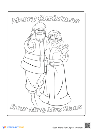 Mr. and Mrs. Claus Waving Coloring Page