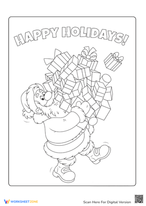 Santa Carrying Presents Coloring Page
