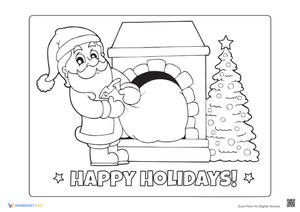 Santa's Fireplace Coloring Page - Christmas Fun for Kids!