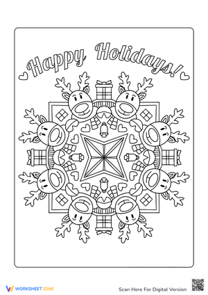 Festive Reindeer Coloring Sheet for the Holidays
