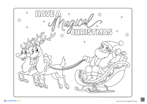 Santa's Reindeer Coloring Sheet for Christmas