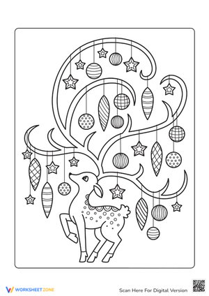 Reindeer Coloring Sheet: Festive Antlers