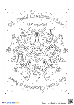 "Oh Deer!" Reindeer Coloring Sheet Mandala