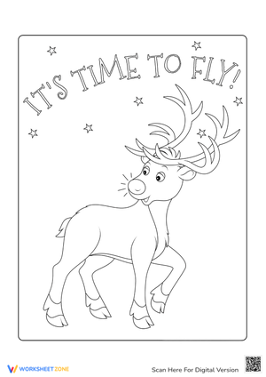Reindeer Coloring Sheet: Time to Fly!