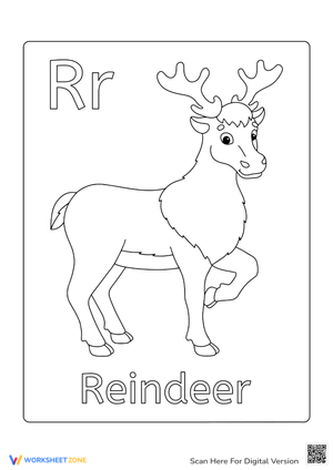 Reindeer Coloring Page: Letter R - Preschool Fun!