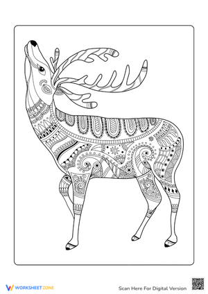 Majestic Reindeer Coloring Sheet
