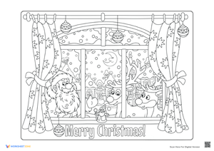 Christmas Eve Reindeer Coloring Page - Fun Holiday Activity