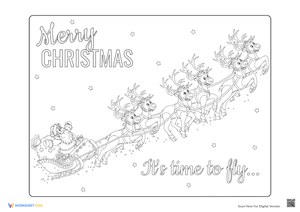 Santa's Reindeer Coloring Sheet: Time to Fly!