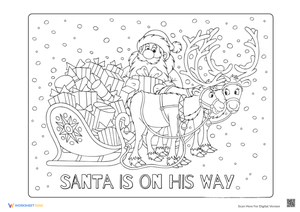 Christmas Delivery Reindeer Coloring Page