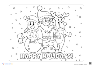 Coloring Fun: Reindeer, Santa and Snowman