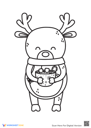 Adorable Reindeer Coloring Sheet