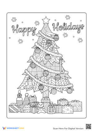 Detailed Christmas Tree Coloring Page