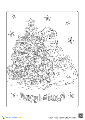 Christmas Tree Coloring with Santa