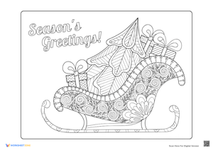 Santa's Sleigh Coloring Page with Christmas Tree