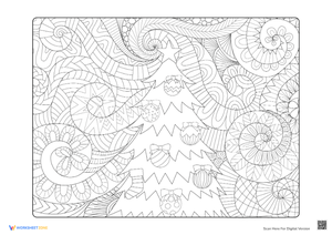Abstract Christmas Tree Coloring Page - Geometric Fun!