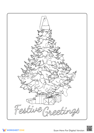 Christmas Tree Coloring Page: Festive Greetings