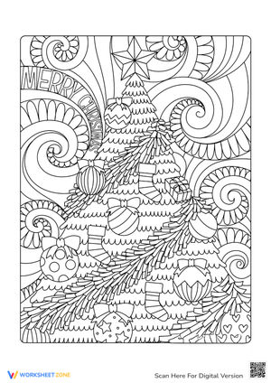 Christmas Tree with Ornaments:  Detailed Coloring