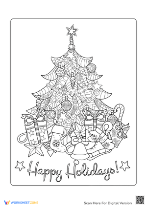 Christmas Tree with Presents Coloring