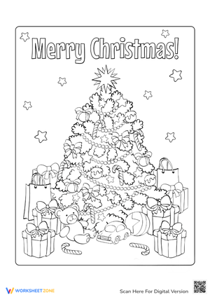 Holiday Coloring Sheet: Christmas Tree & Gifts
