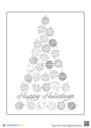 Happy Holidays Coloring: Ornament Tree