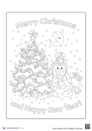 Cute Christmas Tree Coloring Page - Printable Holiday Fun!