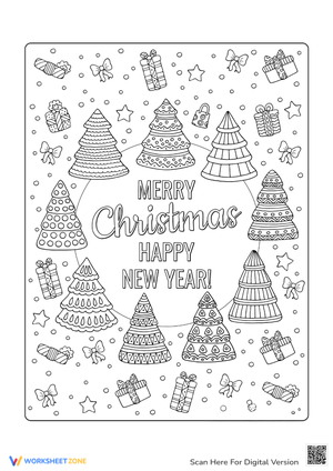 Christmas Tree Coloring with Gifts & Stars