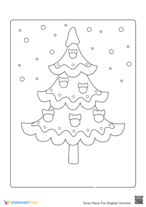 Snowy Christmas Tree Coloring Page - Winter Holiday Fun!