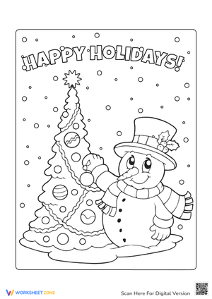 Festive Snowman and Tree Coloring