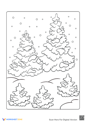 Snowy Christmas Tree Coloring Page - Winter Holiday Fun