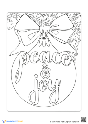 Peace & Joy Ornament Coloring Page | Printable Art