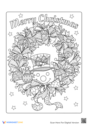Snowman with Ornaments Coloring Page