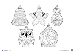 Variety of Christmas Ornaments Coloring