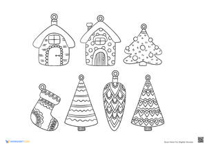 Cute Christmas Ornaments Coloring Fun