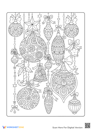 Detailed Christmas Ornaments Coloring