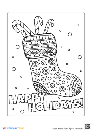Holiday Stocking Coloring Page - Candy Cane Fun!