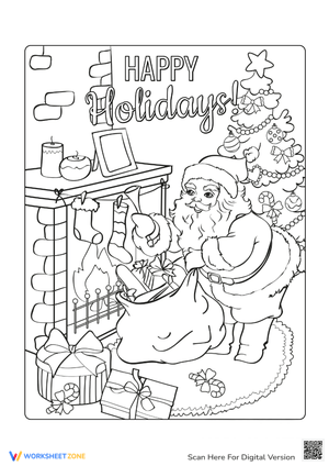 Santa's Stocking Coloring Page 