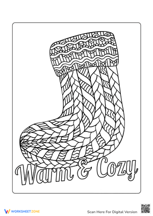 "Warm & Cozy" Stocking Coloring Page