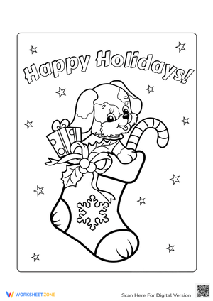 Christmas Stocking with Puppy Coloring