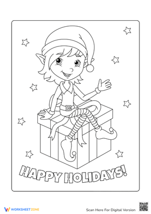 Cute Elf Coloring Page - Christmas Fun for Kids!