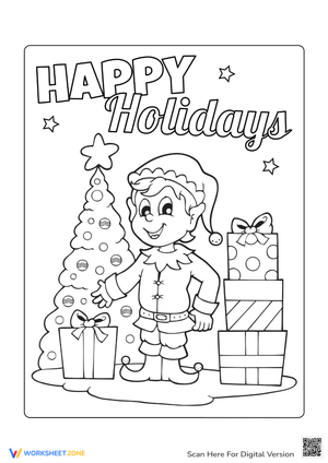 Printable Elf Coloring: Gifts Galore