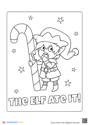 Christmas Elf with Candy Cane Coloring