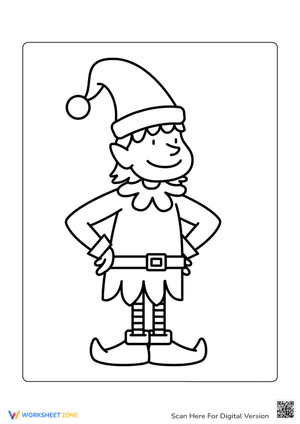 Classic Christmas Elf Coloring Page